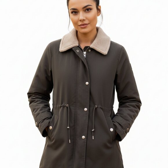 Ralph Lauren Women Green Quilted Jacket Faux Sherpa Collar (L Size) EST MCMLXVII - Picture 3 of 12